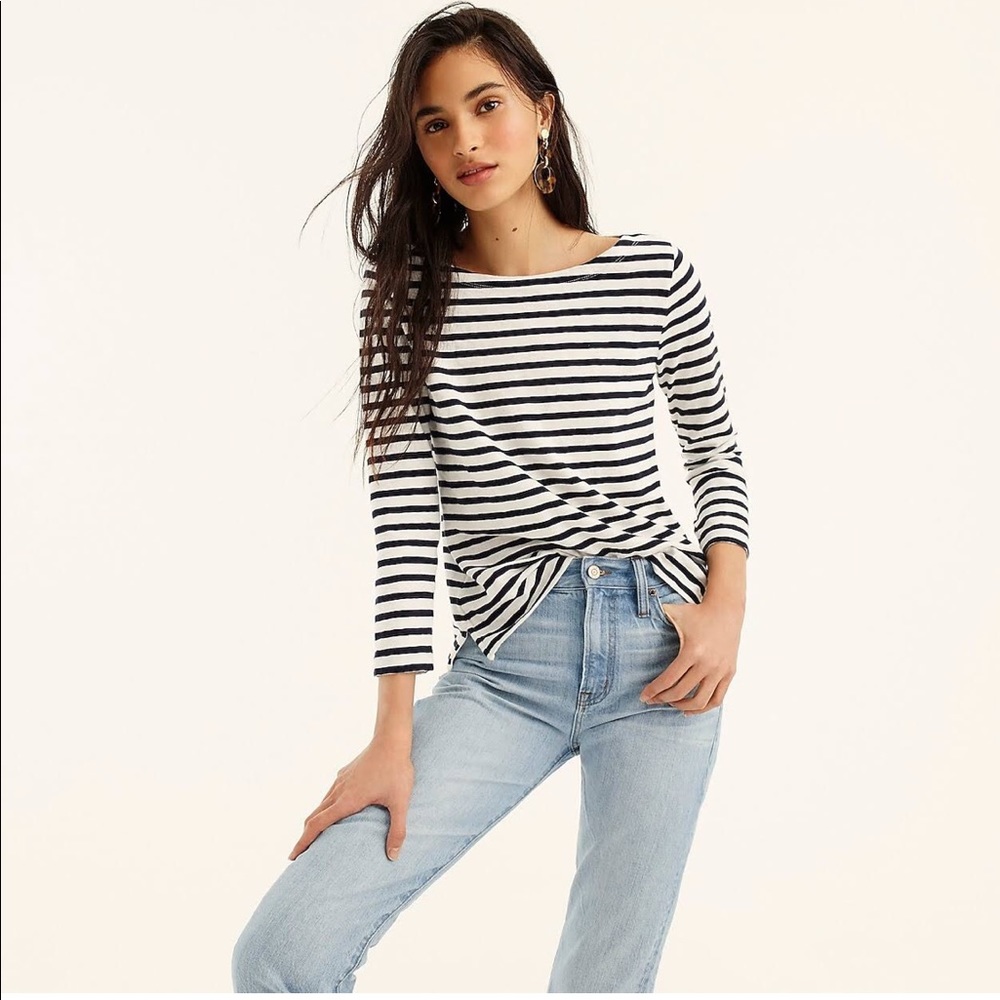 J.Crew classic boatneck striped TShirt top